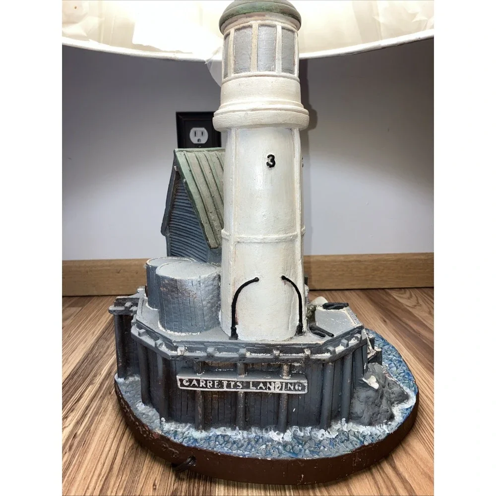 1978 Apsit Bros Of California Lighthouse Fishing Nautical Chalkware‎ Table Lamp